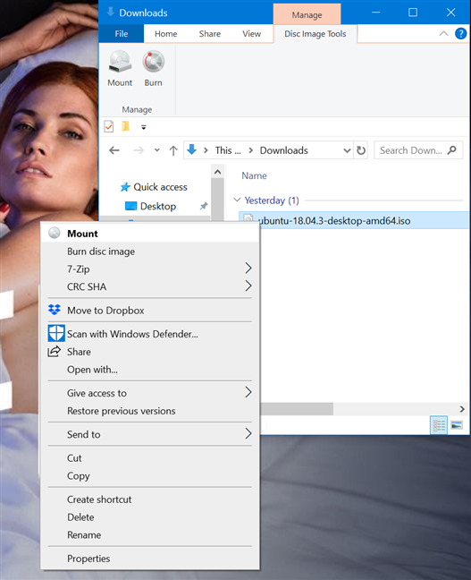 How to open (mount) or eject (unmount) ISO files in Windows 10