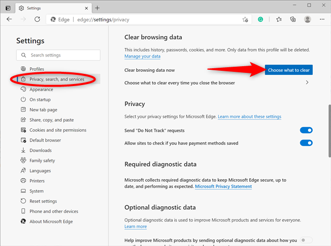 How to clear cookies on Microsoft Edge