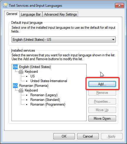 How to change the keyboard input language in Windows 7