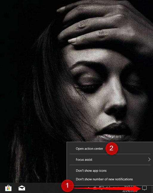 How to open the Action Center in Windows 10