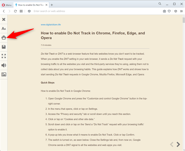 How to print an article without ads in all major browsers