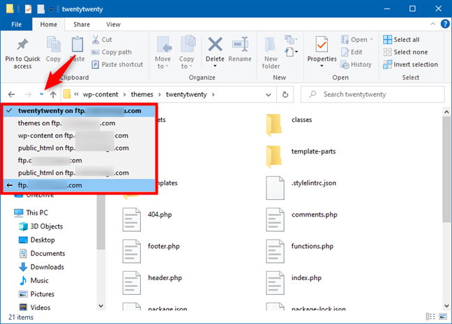 How to connect to an FTP server in Windows 10, from File Explorer