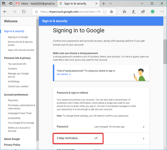 How to enable or disable 2-step verification for your Google account