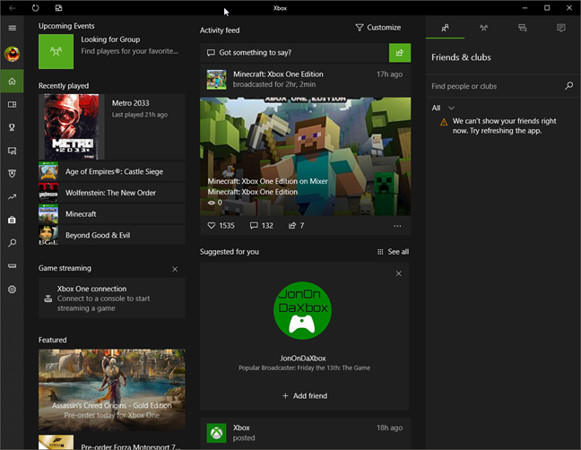 How to use Xbox Networking in Windows 10, to check your connection to Xbox Live