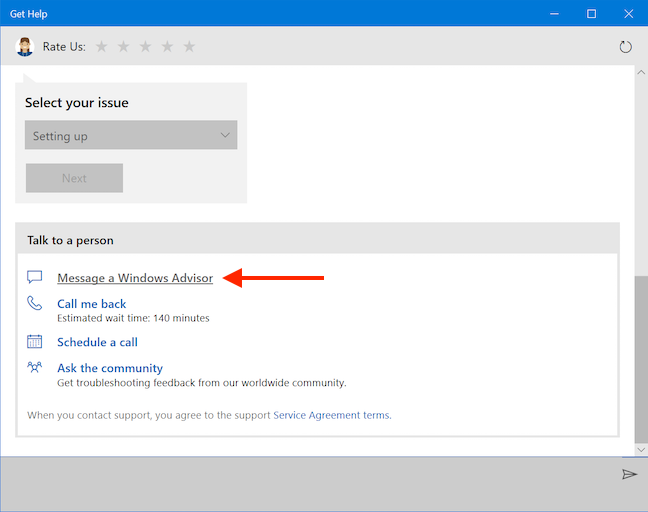 How to use the Get Help app in Windows 10 to contact Microsofts support service