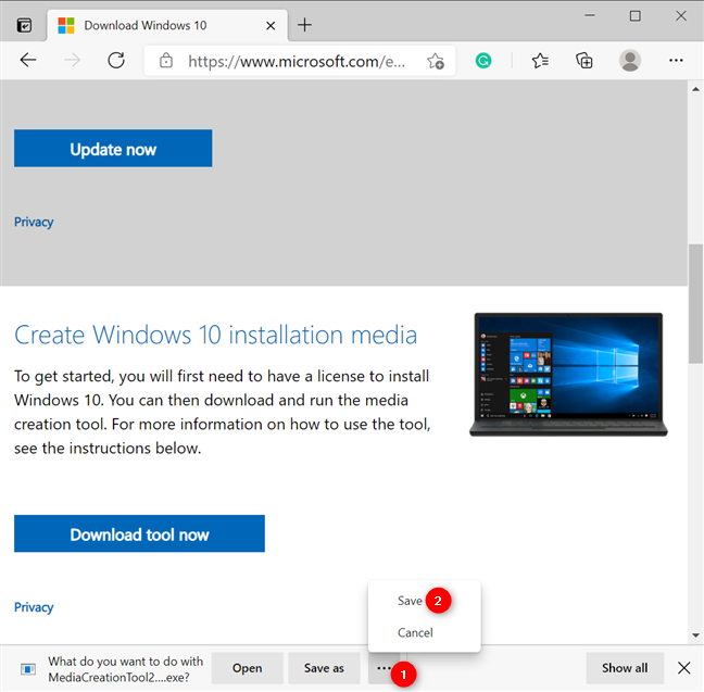 How to change the Microsoft Edge download location