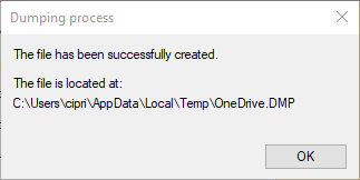 How to create a dump file for an app, background or Windows process