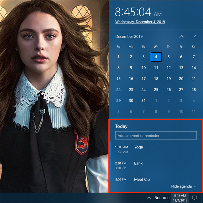 How to view and manage your Agenda from Windows 10s taskbar