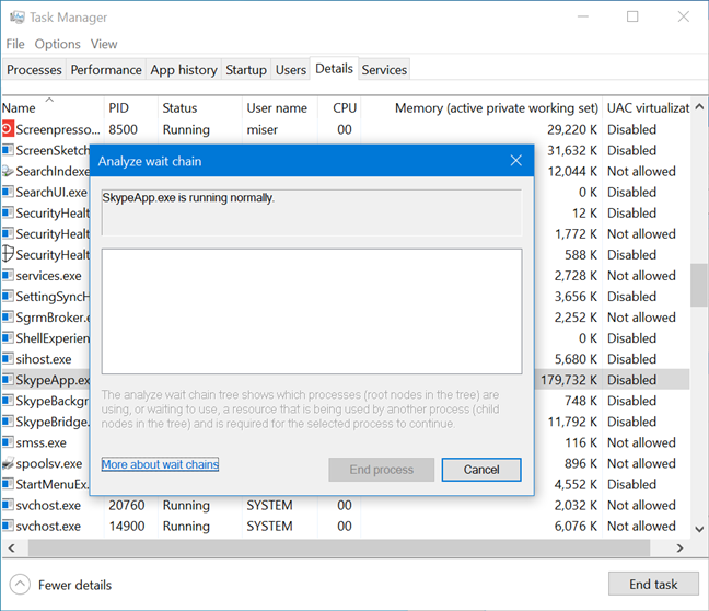 View details about running processes with the Windows 10 Task Manager