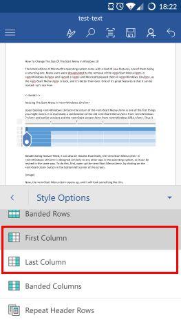 How to insert and edit tables in Microsoft Word for Android