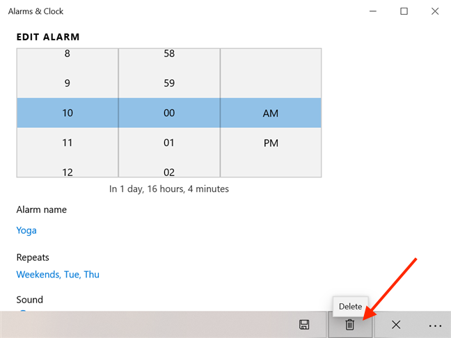 How to use and turn off alarms in Windows 10