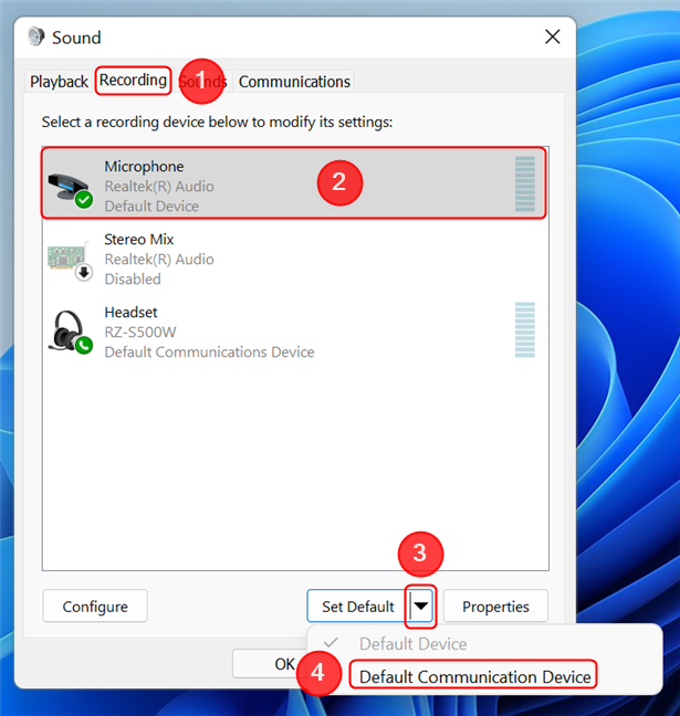 3 ways to set the default microphone in Windows 11