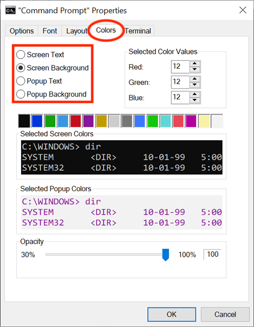 How to customize the Command Prompt (cmd) in Windows 10