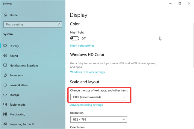 Change the screen resolution and make text and icons bigger in Windows 10