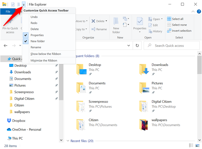 The Quick Access Toolbar in Windows 10: All you need to know