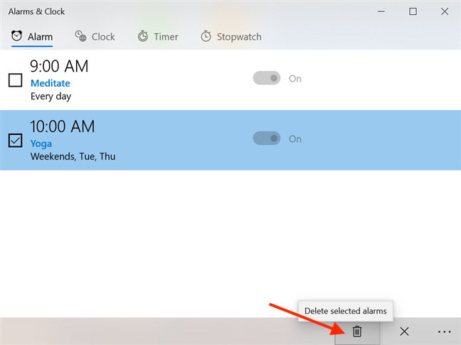 How to use and turn off alarms in Windows 10