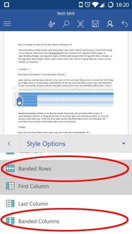 How to insert and edit tables in Microsoft Word for Android