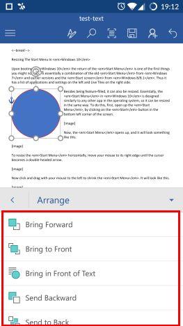 How to add and edit pictures and shapes, in Microsoft Word for Android