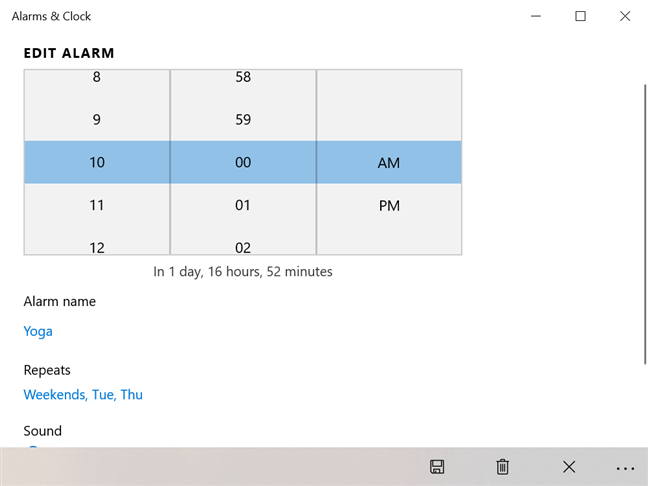 How to use and turn off alarms in Windows 10