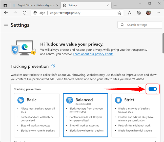 How to use Tracking prevention in Microsoft Edge