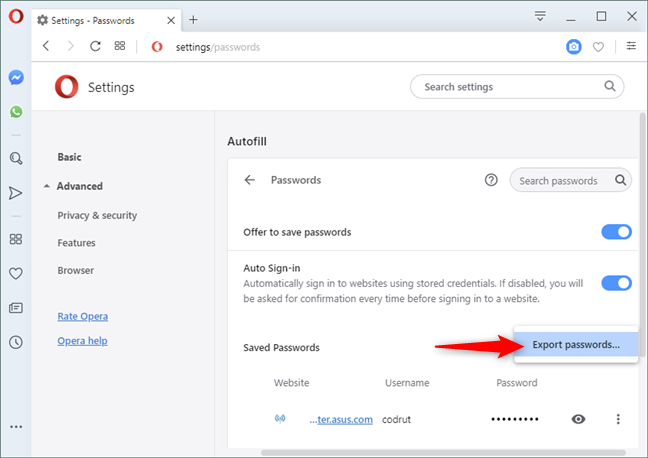 Export passwords from Chrome, Firefox, Opera, Microsoft Edge, and Internet Explorer