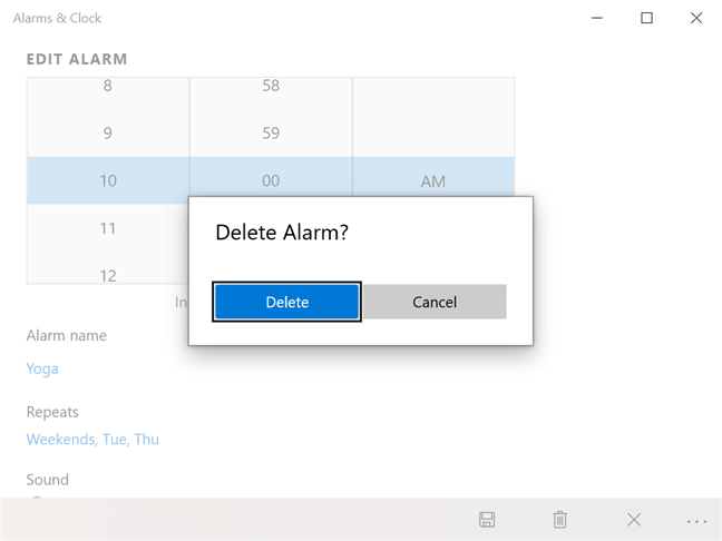 How to use and turn off alarms in Windows 10