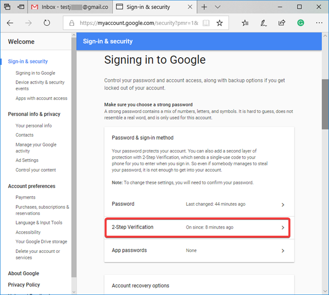 How to enable or disable 2-step verification for your Google account