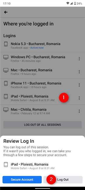 How to log out of Facebook on any devices youre logged into