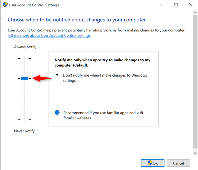 How to change the User Account Control (UAC) level in Windows 10