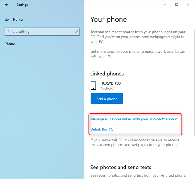 How to remove your phone from Windows 10 (unlink phone)