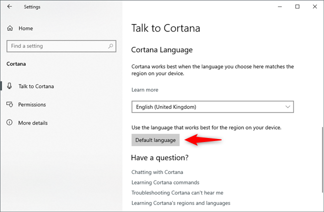 2 ways to change the language used by Cortana in Windows 10