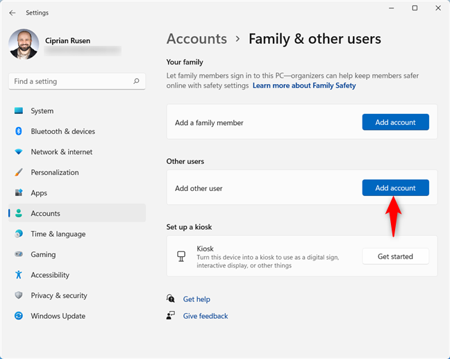 5 ways to create and add a new user in Windows 11