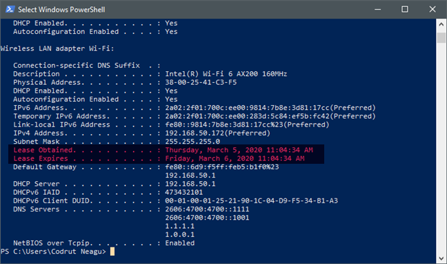 How to change the DHCP lease time in Windows 10