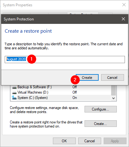 3 ways to create a restore point in Windows 10