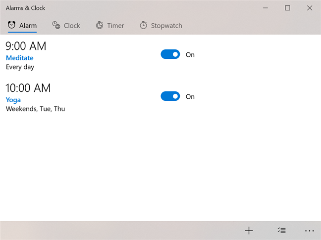 How to use and turn off alarms in Windows 10