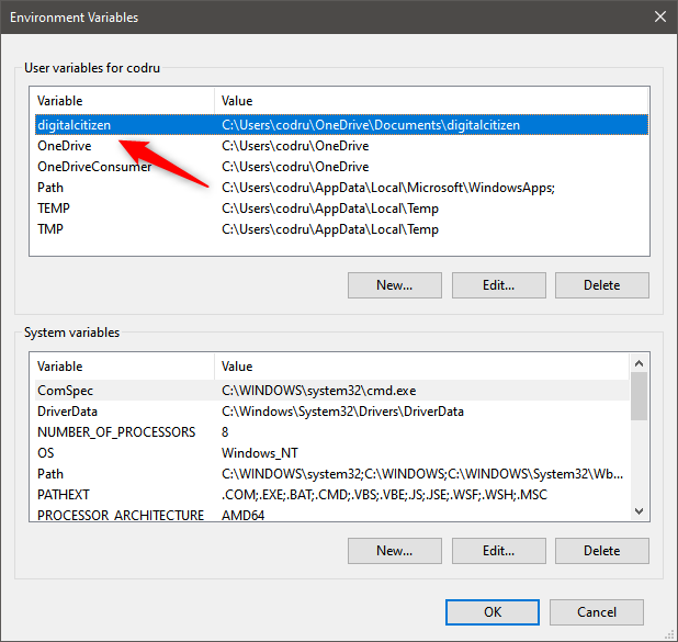 How to create user variables and system environment variables in Windows 10