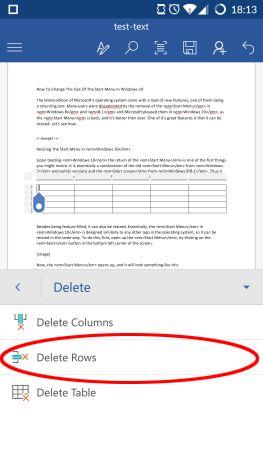 How to insert and edit tables in Microsoft Word for Android