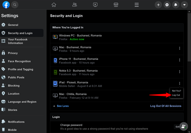 How to log out of Facebook on any devices youre logged into