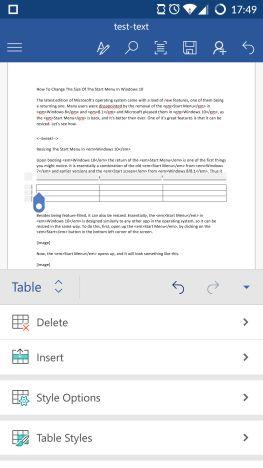 How to insert and edit tables in Microsoft Word for Android