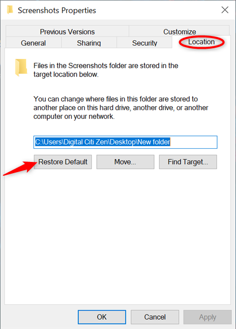 Where are screenshots saved? Change their location in Windows 10