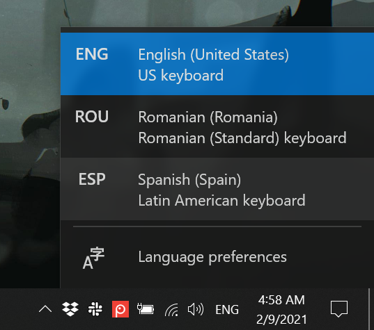 How to change the keyboard language on Windows 10