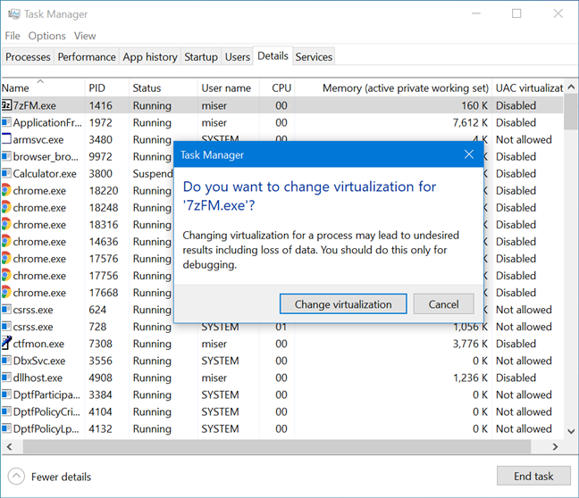 View details about running processes with the Windows 10 Task Manager