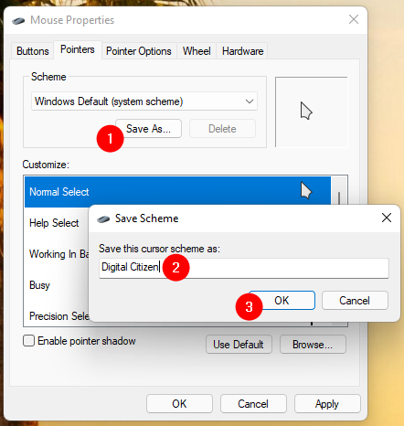 How to use custom mouse cursors in Windows