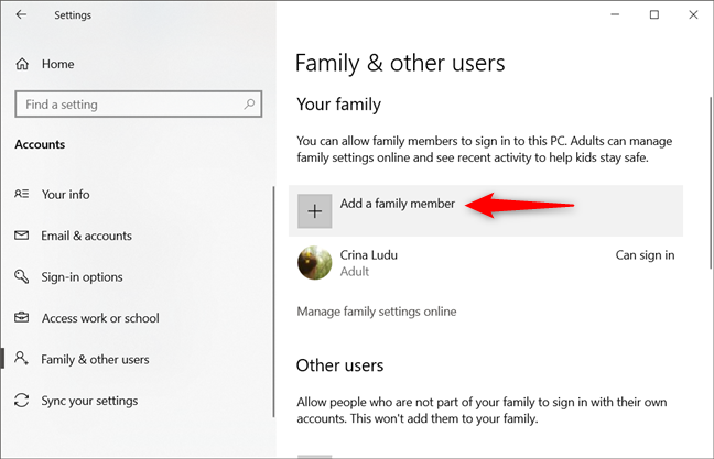 How to add a child account to your Windows 10 PC