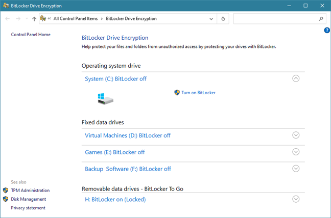 How to encrypt a system partition with BitLocker in Windows 10