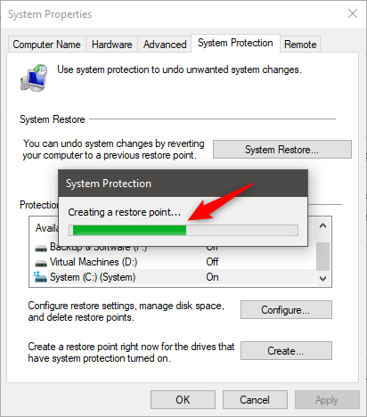 3 ways to create a restore point in Windows 10