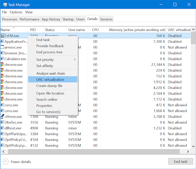 View details about running processes with the Windows 10 Task Manager