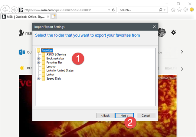 How to import or export bookmarks when using Internet Explorer