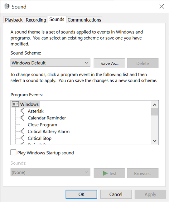 How to customize the sound schemes for Windows 10