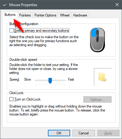 How to configure the mouse settings and sensitivity, in Windows 10